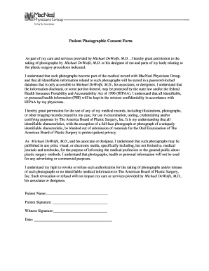 Patient Photographic Consent Form
