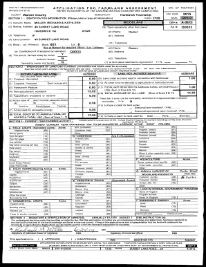 New Jersey Farmland Assessment Application