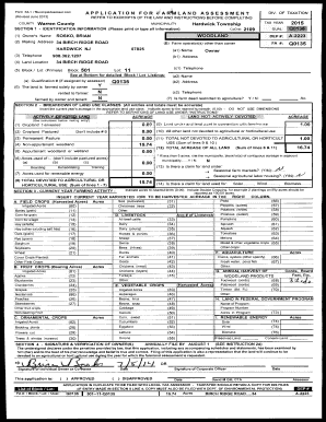 New Jersey Farmland Assessment Application