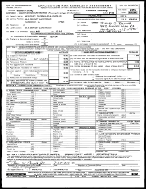 New Jersey Farmland Assessment Application