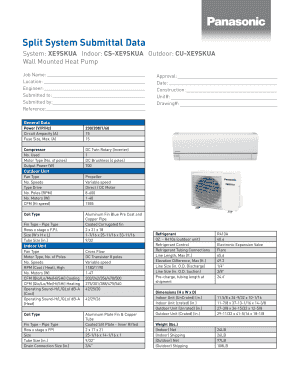 Split System Submittal Data Form