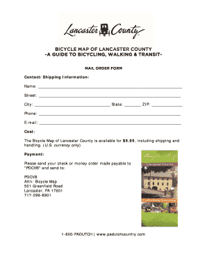Bicycle Map of Lancaster County Mail Order Form