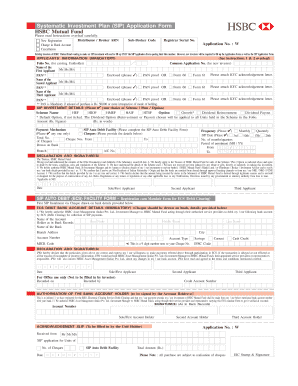 HSBC Mutual Fund SIP Application Form