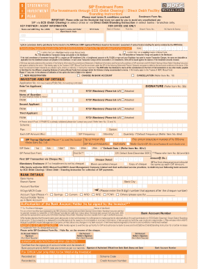 HDFC Mutual Fund SIP Enrolment Form