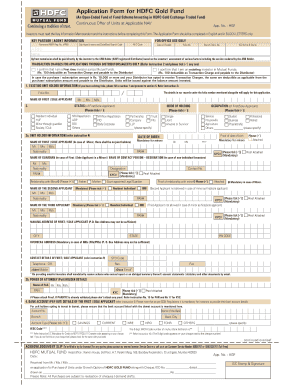 HDFC Gold Fund Application Form
