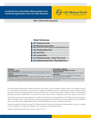 Combined Application Form for Debt Schemes