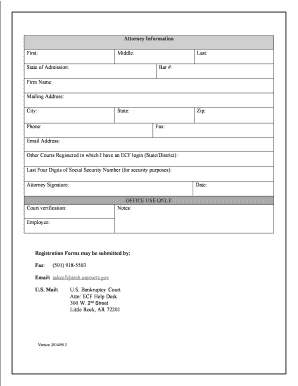 US Bankruptcy Court Attorney Registration Form
