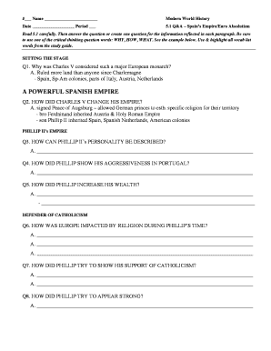 Modern World History Worksheet