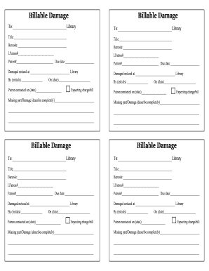 Library Billable Damage Form