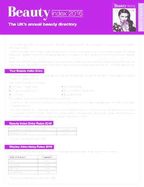 Beauty Index 2016 Entry Form