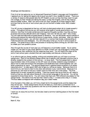 Advanced Placement English Language and Composition Summer Assignment