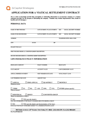 Application for a Viatical Settlement Contract