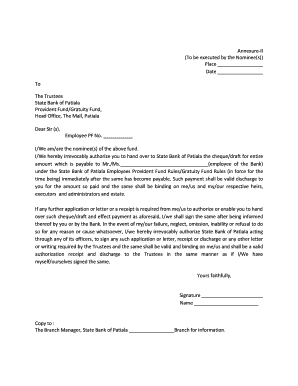 State Bank of Patiala Provident Fund Authorization