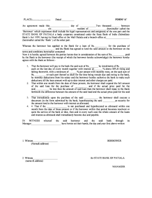 Loan Agreement and Hypothecation Form