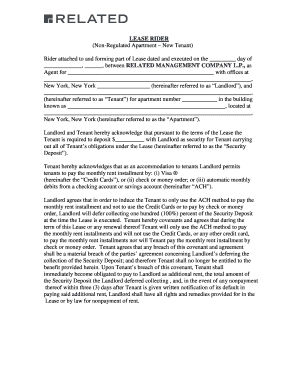 Lease Rider for Non-Regulated Apartment