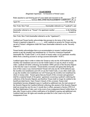 Lease Rider for Regulated Apartment