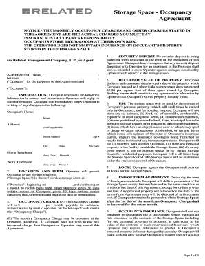 Storage Space Occupancy Agreement