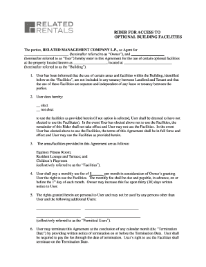 Rider for Access to Optional Building Facilities