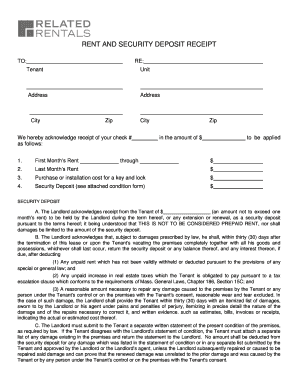 RENT AND SECURITY DEPOSIT RECEIPT - The Related Companies