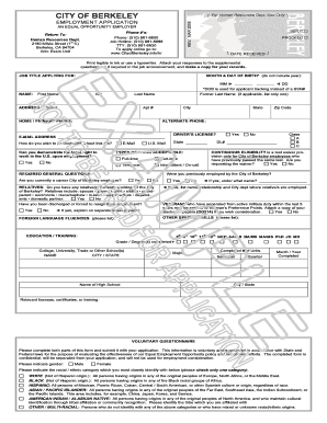 City of Berkeley Employment Application