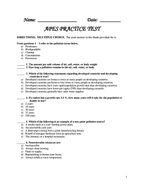 APES Practice Test Form