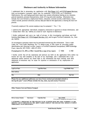 Disclosure and Authority to Release Information