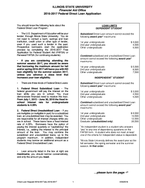 2016-2017 Federal Direct Loan Application
