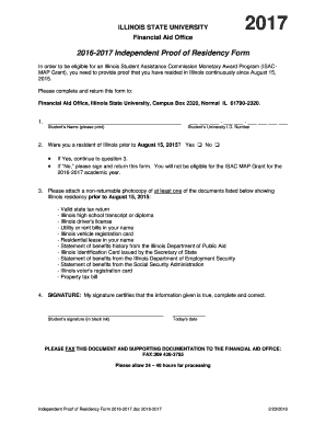 Illinois Independent Proof of Residency Form
