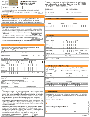 AMERICAN EXPRESS PLATINUM CREDIT CARD APPLICATION FORM