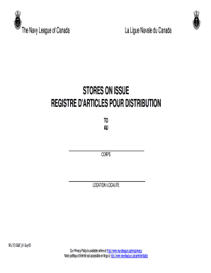 Navy League Cadet Uniform Issue Form