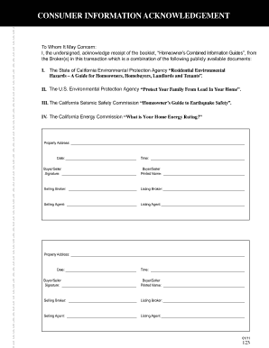 California Homeowner's Information Acknowledgment Form