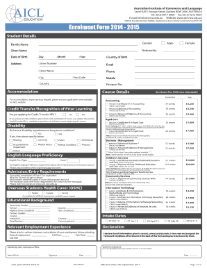 Australian Institute of Commerce and Language Enrolment Form