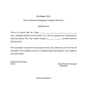 Linguistic Minority Certificate