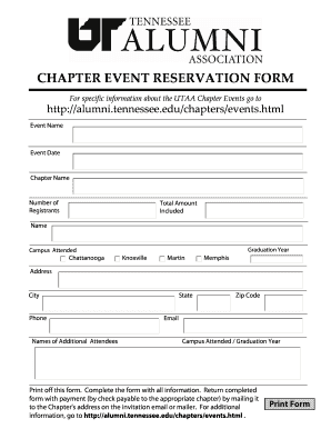 UTAA Chapter Event Reservation Form