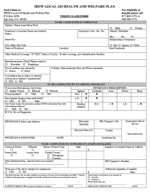 IBEW Local 234 Vision Claim Form
