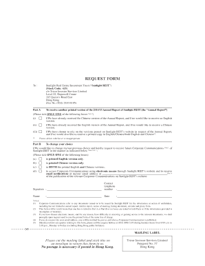 Sunlight REIT Annual Report Request Form