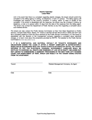 Electric Submeter Lease Rider