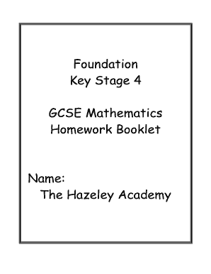 Foundation Key Stage 4 GCSE Mathematics Homework Booklet