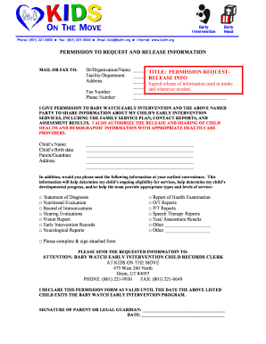 Early Intervention Information Release Form