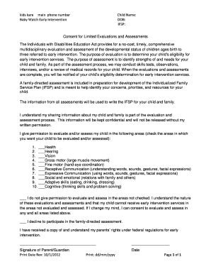 Early Intervention Consent Form