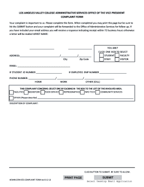 Los Angeles Valley College Complaint Form