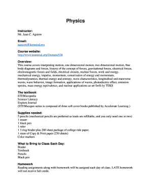 Physics Course Syllabus
