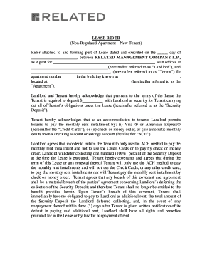 Lease Rider for Non-Regulated Apartment