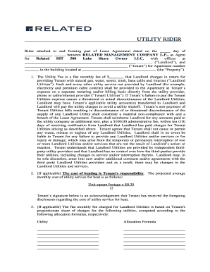 Utility Rider for Lease Agreement