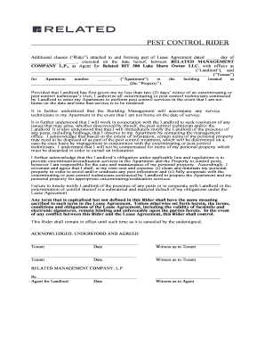 Pest Control Rider for Lease Agreement