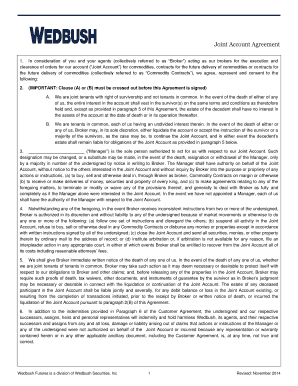 Joint Account Agreement for Commodity Contracts