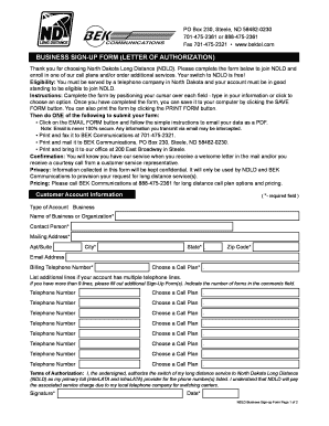 North Dakota Business Sign-Up Form