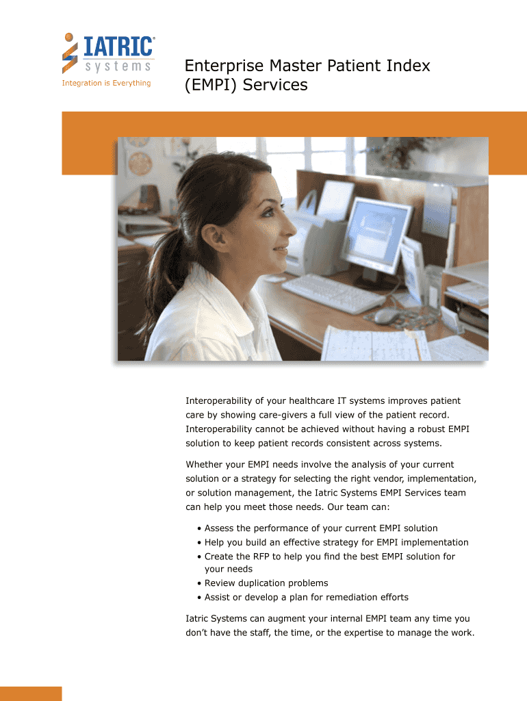 Fillable Online Managing the Master Patient Index in a Healthcare