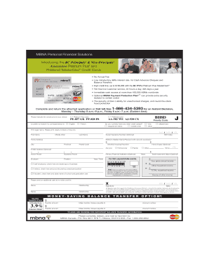 MBNA Credit Card Application