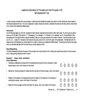 Leadership Standards Self-Assessment for BC Principals and Vice-Principals